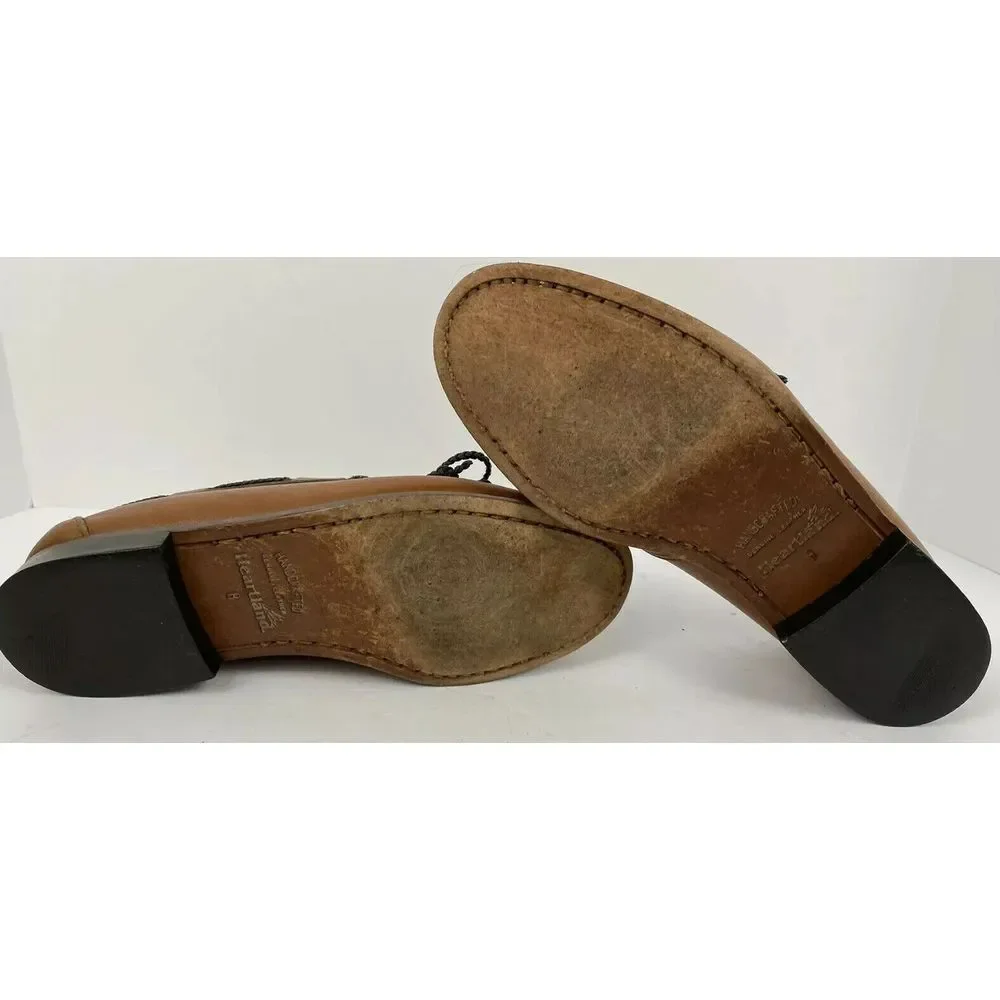 Heartland Mens‎ Kiltie Slip On Leather Boat Shoe Casual Brown Loafer Sz 8